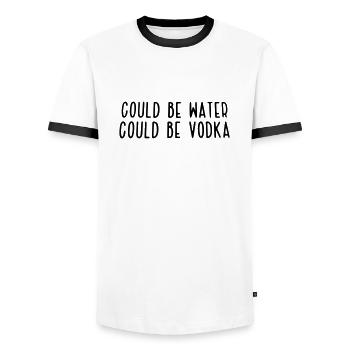 ça pourrait être de l'eau ça pourrait être de la vodka - T-shirt contrasté Homme - blanc/noir - Devant - AI Model Female 172 light (172cm) & AI Model Male 178 dark (178cm)