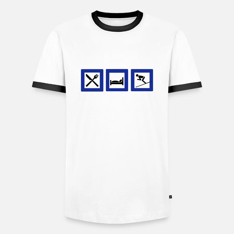 Ski - Männer Kontrast-T-Shirt - Weiß/Schwarz