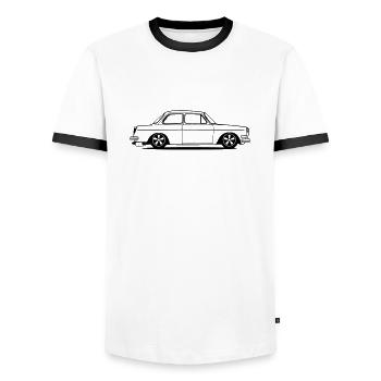 Auto, Stufe, Oldtimer, Typ 3 - Männer Kontrast-T-Shirt - Weiß/Schwarz - Vorne - AI Model Female 172 light (172cm) & AI Model Male 178 dark (178cm)