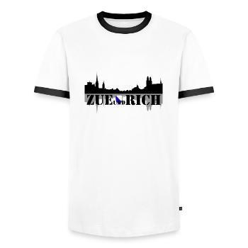 zue et riche - T-shirt contrasté Homme - blanc/noir - Devant - AI Model Female 172 light (172cm) & AI Model Male 178 dark (178cm)