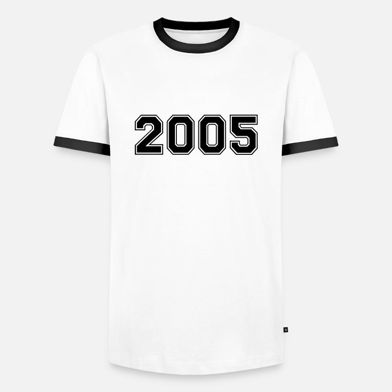 2005 - Männer Kontrast-T-Shirt - Weiß/Schwarz