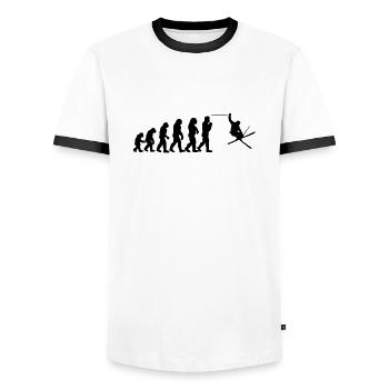 ski evolution - Männer Kontrast-T-Shirt - Weiß/Schwarz - Vorne - AI Model Female 172 light (172cm) & AI Model Male 178 dark (178cm)