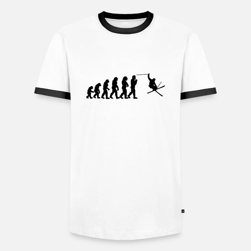 ski evolution - Männer Kontrast-T-Shirt - Weiß/Schwarz