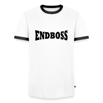 Finale logo de patron - T-shirt contrasté Homme - blanc/noir - Devant - AI Model Female 172 light (172cm) & AI Model Male 178 dark (178cm)
