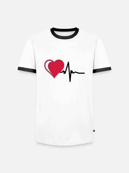 Heart with pulse - Men's Ringer Shirt - white/black