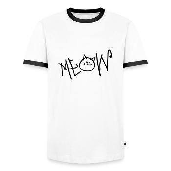 MEOW texte chat - T-shirt contrasté Homme - blanc/noir - Devant - AI Model Female 172 light (172cm) & AI Model Male 178 dark (178cm)