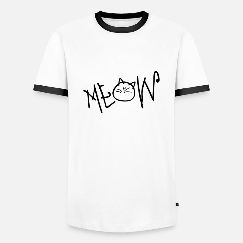 MEOW text cat - Men's Ringer Shirt - white/black