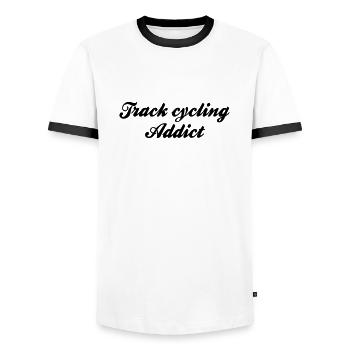track cycling addict - Männer Kontrast-T-Shirt - Weiß/Schwarz - Vorne - AI Model Female 172 light (172cm) & AI Model Male 178 dark (178cm)