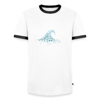 Wave Ocean Design - Men's Ringer Shirt - white/black - Front - AI Model Female 172 light (172cm) & AI Model Male 178 dark (178cm)