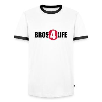 Bros 4 Life Logo Design - Männer Kontrast-T-Shirt - Weiß/Schwarz - Vorne - AI Model Female 172 light (172cm) & AI Model Male 178 dark (178cm)