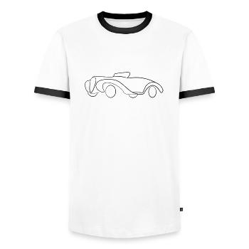 Oldtimer Cabrio Hot Rod Tribal - Männer Kontrast-T-Shirt - Weiß/Schwarz - Vorne - AI Model Female 172 light (172cm) & AI Model Male 178 dark (178cm)