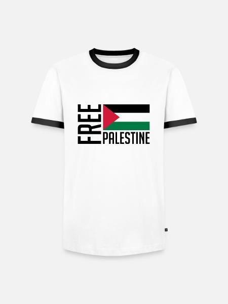 free_palestine_pa3 - Männer Kontrast-T-Shirt - Weiß/Schwarz