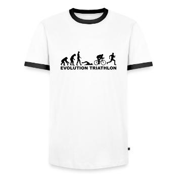 Triathlon - Männer Kontrast-T-Shirt - Weiß/Schwarz - Vorne - AI Model Female 172 light (172cm) & AI Model Male 178 dark (178cm)
