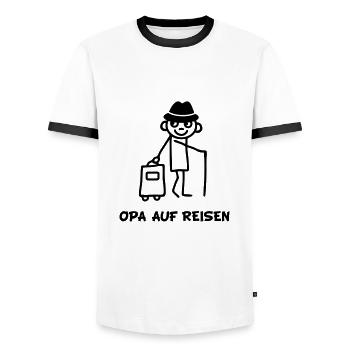 Opa auf Reisen - Männer Kontrast-T-Shirt - Weiß/Schwarz - Vorne - AI Model Female 172 light (172cm) & AI Model Male 178 dark (178cm)