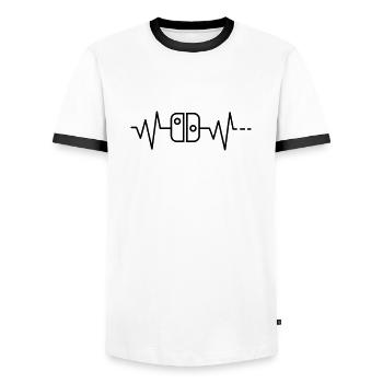 Contrôleur de commutateur de jeu Heartbeat Gamer Mario - T-shirt contrasté Homme - blanc/noir - Devant - AI Model Female 172 light (172cm) & AI Model Male 178 dark (178cm)