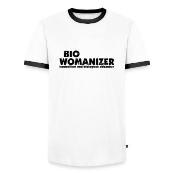 bio womanizer - Männer Kontrast-T-Shirt - Weiß/Schwarz - Vorne - AI Model Female 172 light (172cm) & AI Model Male 178 dark (178cm)