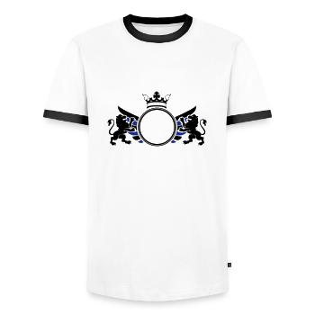 wappen_lions_002 - T-shirt contrasté Homme - blanc/noir - Devant - AI Model Female 172 light (172cm) & AI Model Male 178 dark (178cm)