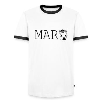 Marburg - Männer Kontrast-T-Shirt - Weiß/Schwarz - Vorne - AI Model Female 172 light (172cm) & AI Model Male 178 dark (178cm)