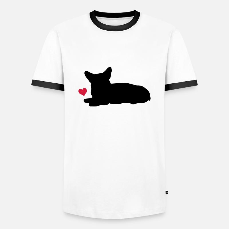 Corgi - Männer Kontrast-T-Shirt - Weiß/Schwarz
