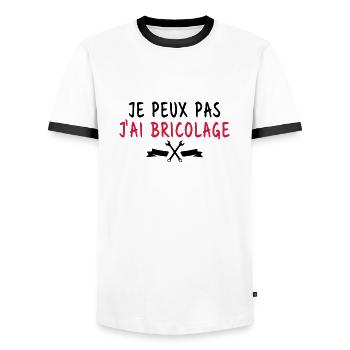 Je peux pas j'ai bricolage - T-shirt contrasté Homme - blanc/noir - Devant - AI Model Female 172 light (172cm) & AI Model Male 178 dark (178cm)