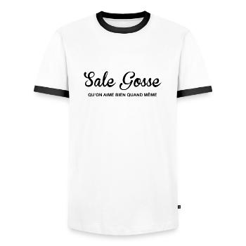 sale gosse cool cadeau sympa anniversaire garçon - T-shirt contrasté Homme - blanc/noir - Devant - AI Model Female 172 light (172cm) & AI Model Male 178 dark (178cm)