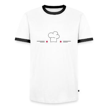 Design pour tabliers de cuisine - T-shirt contrasté Homme - blanc/noir - Devant - AI Model Female 172 light (172cm) & AI Model Male 178 dark (178cm)