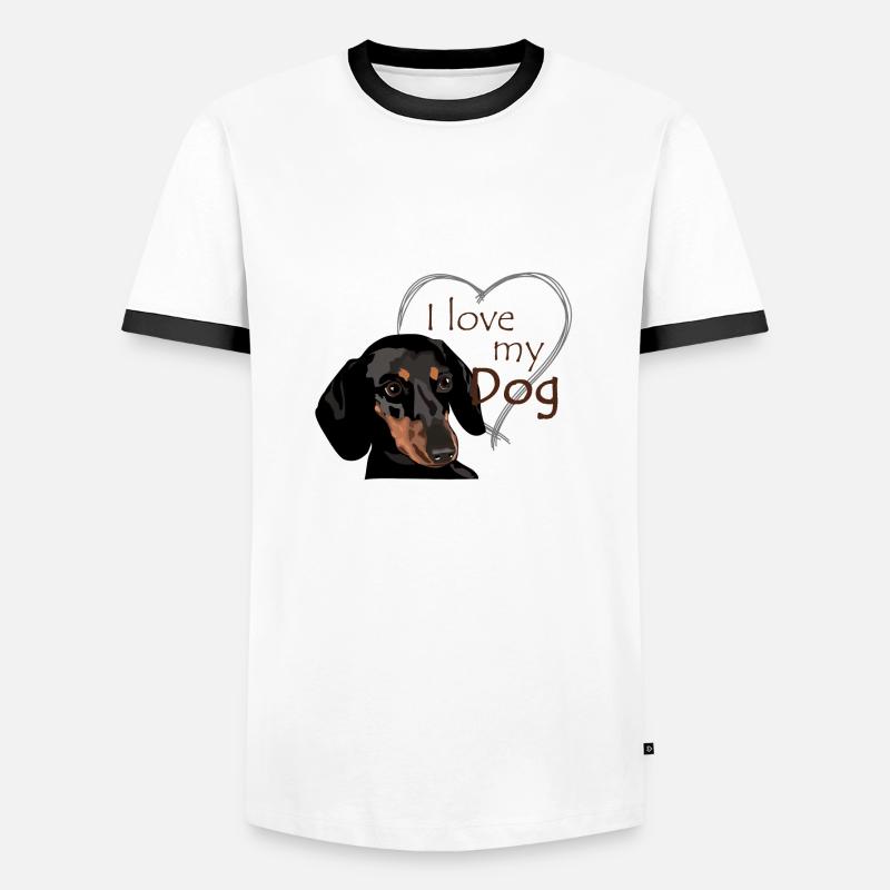 Dackel – Ich liebe Hunde - Männer Kontrast-T-Shirt - Weiß/Schwarz