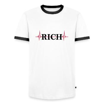 Logo Puls Riche - T-shirt contrasté Homme - blanc/noir - Devant - AI Model Female 172 light (172cm) & AI Model Male 178 dark (178cm)