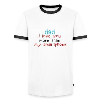 Dad I Love You More Than My Smartphone - Men's Ringer Shirt - white/black - Front - AI Model Female 172 light (172cm) & AI Model Male 178 dark (178cm)