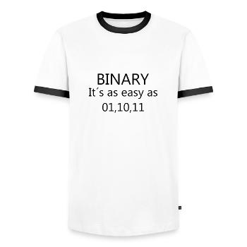 Binary - It's as easy as 01 10 11 Computer Science - Men's Ringer Shirt - white/black - Front - AI Model Female 172 light (172cm) & AI Model Male 178 dark (178cm)