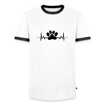 Herzschlag Hund Hunde Pfote Katze Haustier - Männer Kontrast-T-Shirt - Weiß/Schwarz - Vorne - AI Model Female 172 light (172cm) & AI Model Male 178 dark (178cm)