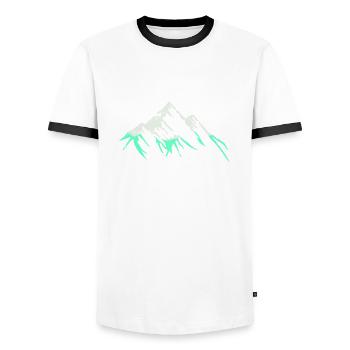 Mountains 001 - Men's Ringer Shirt - white/black - Front - AI Model Female 172 light (172cm) & AI Model Male 178 dark (178cm)