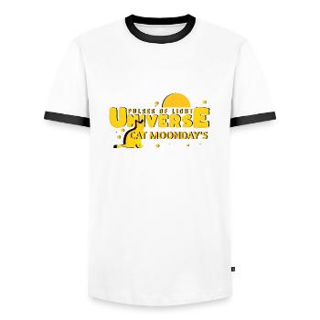 Univers - Science - T-shirt contrasté Homme - blanc/noir - Devant - AI Model Female 172 light (172cm) & AI Model Male 178 dark (178cm)