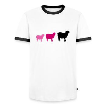 sheep family - Men's Ringer Shirt - white/black - Front - AI Model Female 172 light (172cm) & AI Model Male 178 dark (178cm)