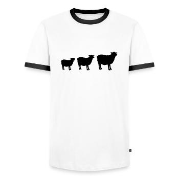 Sheep Family - Men's Ringer Shirt - white/black - Front - AI Model Female 172 light (172cm) & AI Model Male 178 dark (178cm)