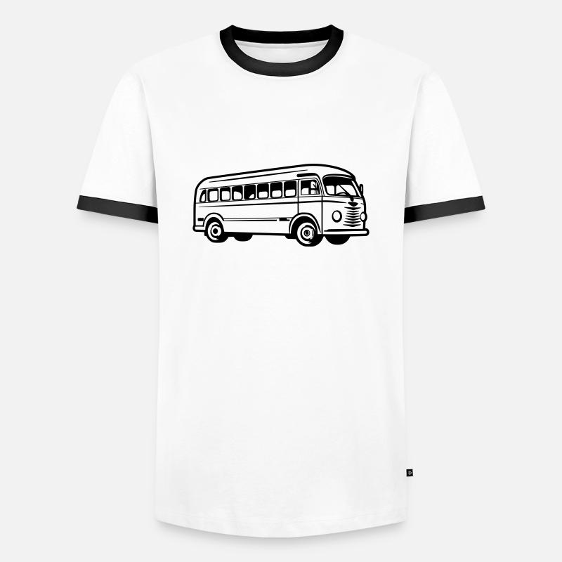 Bus - Männer Kontrast-T-Shirt - Weiß/Schwarz