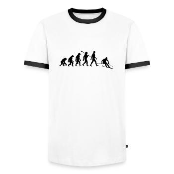 Evolution Ski Skiers - Men's Ringer Shirt - white/black - Front - AI Model Female 172 light (172cm) & AI Model Male 178 dark (178cm)