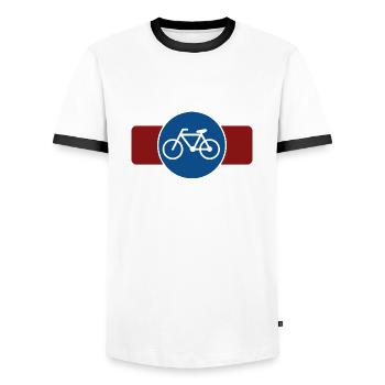 Fahrrad - Männer Kontrast-T-Shirt - Weiß/Schwarz - Vorne - AI Model Female 172 light (172cm) & AI Model Male 178 dark (178cm)