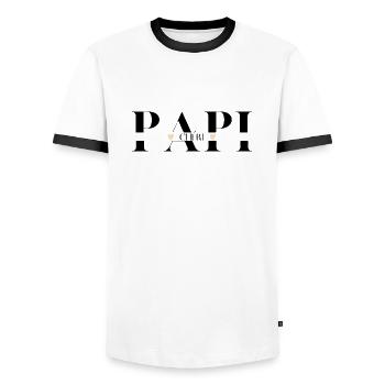 papi Chéri - T-shirt contrasté Homme - blanc/noir - Devant - AI Model Female 172 light (172cm) & AI Model Male 178 dark (178cm)