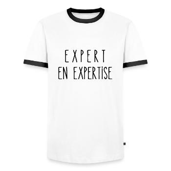 expert en expertise - T-shirt contrasté Homme - blanc/noir - Devant - AI Model Female 172 light (172cm) & AI Model Male 178 dark (178cm)