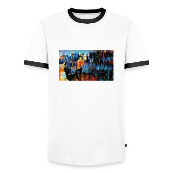 The Coffee Bean old van painting - Men's Ringer Shirt - white/black - Front - AI Model Female 172 light (172cm) & AI Model Male 178 dark (178cm)