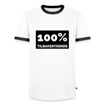 100% backward - Men's Ringer Shirt - white/black - Front - AI Model Female 172 light (172cm) & AI Model Male 178 dark (178cm)