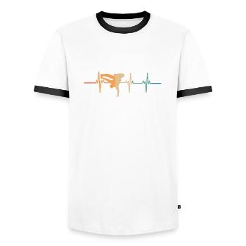 Battement de cœur Hip hop - T-shirt contrasté Homme - blanc/noir - Devant - AI Model Female 172 light (172cm) & AI Model Male 178 dark (178cm)