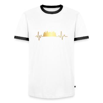 Battement de cœur Francfort - T-shirt contrasté Homme - blanc/noir - Devant - AI Model Female 172 light (172cm) & AI Model Male 178 dark (178cm)