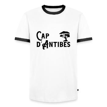 Cap d’Antibes, France - T-shirt contrasté Homme - blanc/noir - Devant - AI Model Female 172 light (172cm) & AI Model Male 178 dark (178cm)