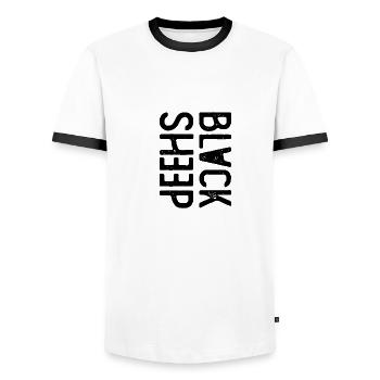 Black Sheep Retro - Männer Kontrast-T-Shirt - Weiß/Schwarz - Vorne - AI Model Female 172 light (172cm) & AI Model Male 178 dark (178cm)