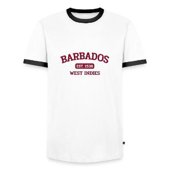 Barbados - Goergetown - Karibik - West Indies 1536 - Männer Kontrast-T-Shirt - Weiß/Schwarz - Vorne - AI Model Female 172 light (172cm) & AI Model Male 178 dark (178cm)