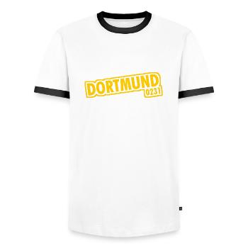 Dortmund - 0231 - Indicatif Régional - T-shirt contrasté Homme - blanc/noir - Devant - AI Model Female 172 light (172cm) & AI Model Male 178 dark (178cm)