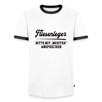 Fliesenleger Meister Prüfung Bestanden Ausbildung - Männer Kontrast-T-Shirt - Weiß/Schwarz - Vorne - AI Model Female 172 light (172cm) & AI Model Male 178 dark (178cm)