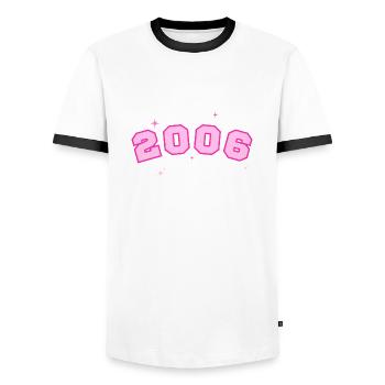 2006 rose étoile - T-shirt contrasté Homme - blanc/noir - Devant - AI Model Female 172 light (172cm) & AI Model Male 178 dark (178cm)